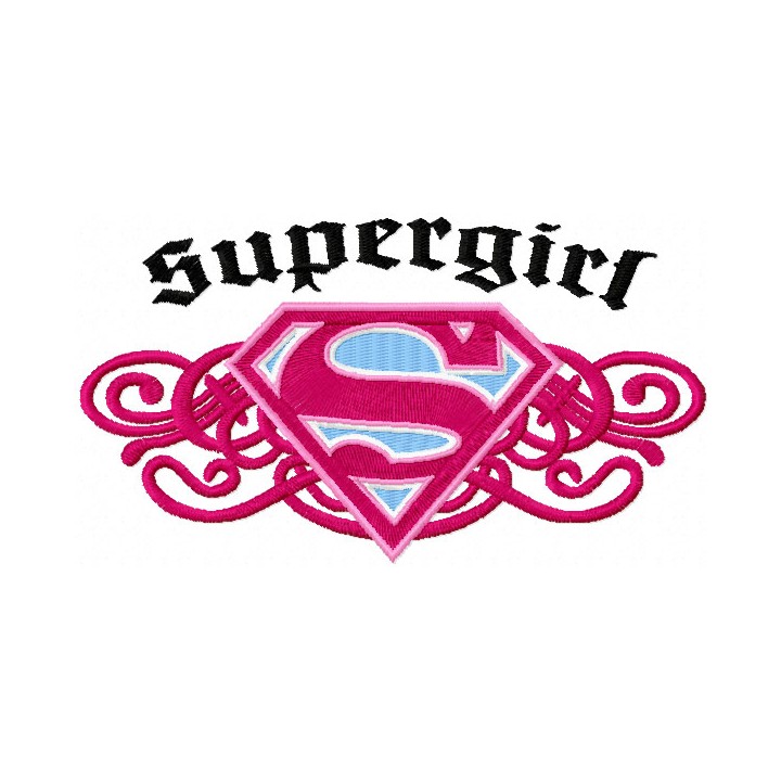 Supergirl vintage logo embroidery design - Embroidery Design