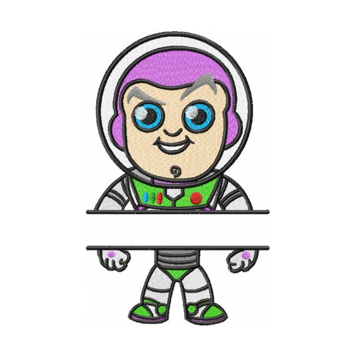 Buzz Chibi monogram embroidery design - Embroidery Design