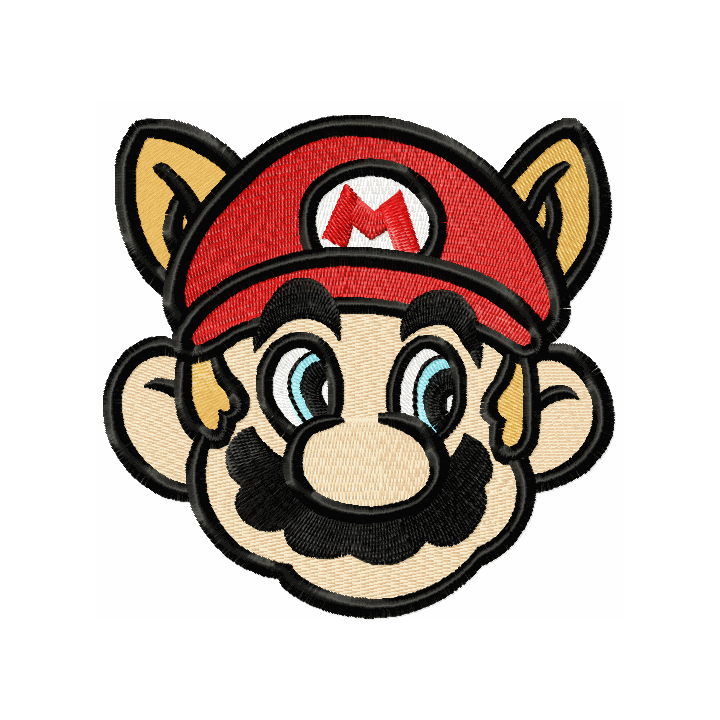 Super Mario raccoon face embroidery design - Embroidery Design