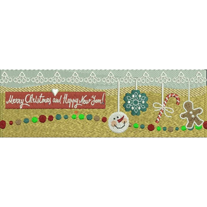 Merry Christmas bookmark embroidery design - Embroidery Design