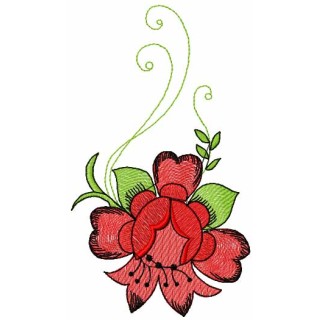 Flower with swirl embroidery design - Embroidery Design