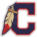Cleveland Indians C type logo with feather embroidery design preview, showcasing vibrant colors and detailed stitching.
