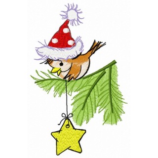 Star on New Year tree embroidery design - Embroidery Design
