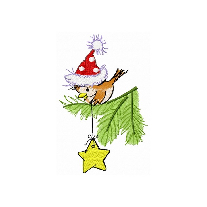 Star on New Year tree embroidery design - Embroidery Design