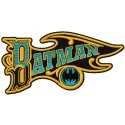 Vintage Batman logo embroidery design showcasing iconic symbol, perfect for stitching on t-shirts or hoodies.