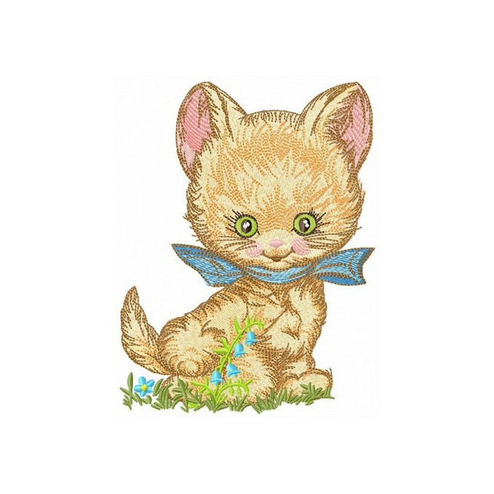 Fluffy little kitten embroidery design - Embroidery Design
