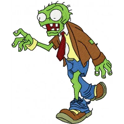 Zombie embroidery design featuring a playful monster motif, perfect for stitching on t-shirts or hoodies.