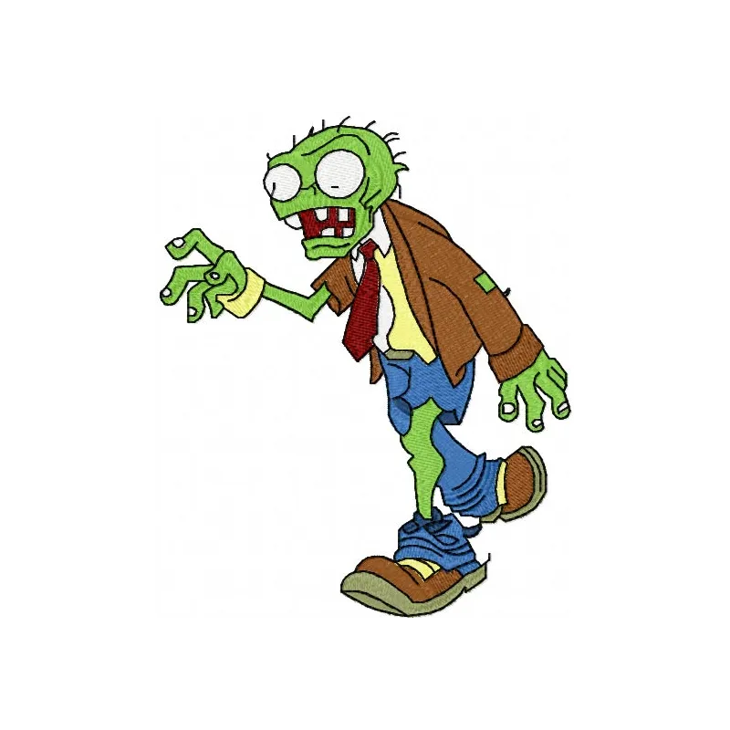 Zombie embroidery design featuring a playful monster motif, perfect for stitching on t-shirts or hoodies.