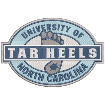 Embroidery design preview of the University of North Carolina Tar Heels logo, featuring vibrant colors and detailed stitchin…