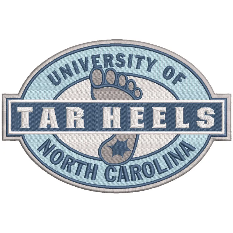 Embroidery design preview of the University of North Carolina Tar Heels logo, featuring vibrant colors and detailed stitchin…