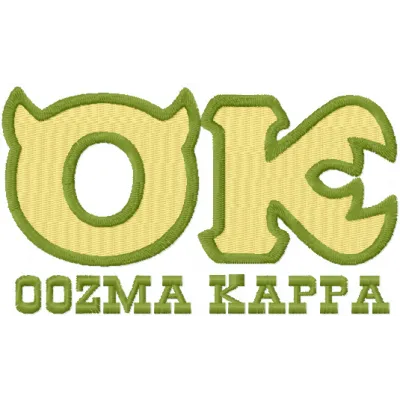 Oozma Kappa embroidery design featuring the charming monster from Monster Inc, perfect for custom apparel and gifts.