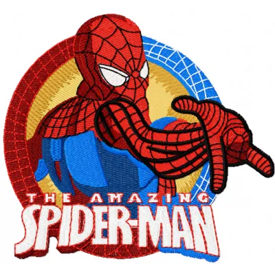 The Amazing Spiderman embroidery design showcasing a vibrant superhero motif for creative stitching projects.
