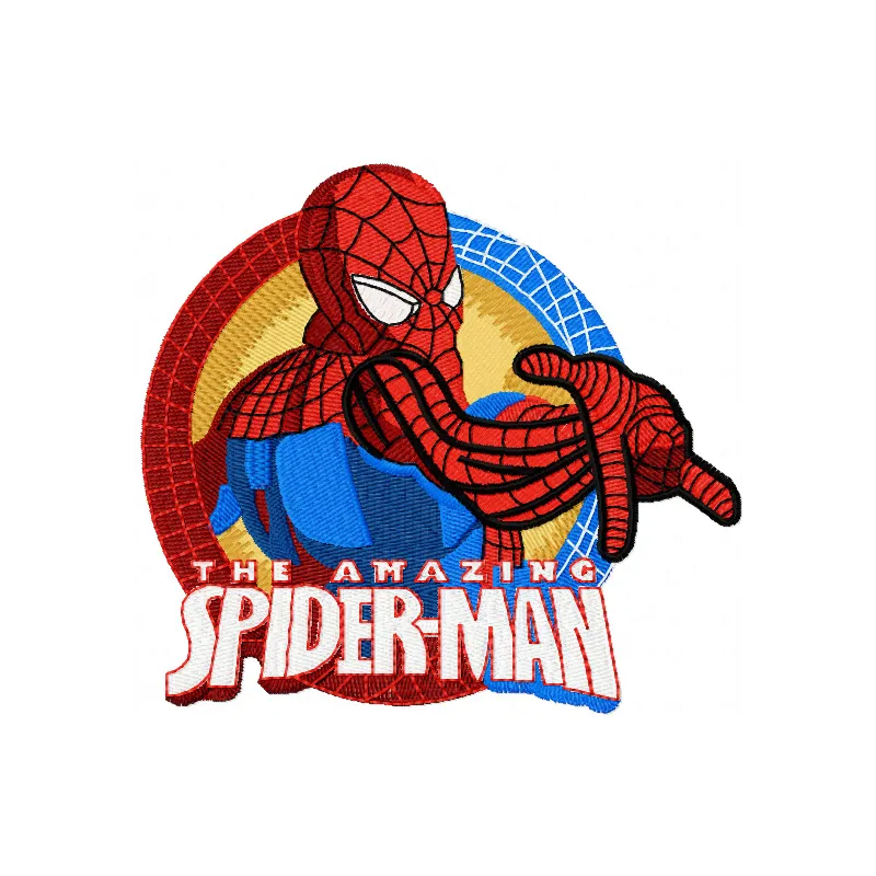 The Amazing Spiderman embroidery design showcasing a vibrant superhero motif for creative stitching projects.