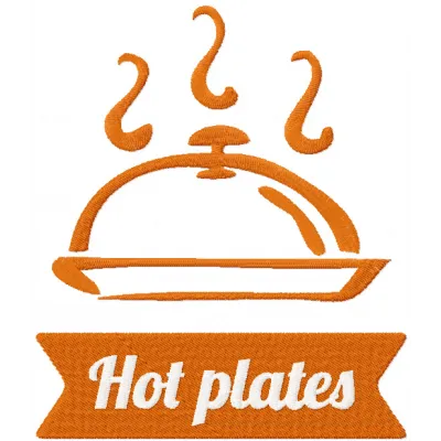 Hot Plate embroidery design showcasing a colorful stitched motif for kitchen decor and culinary projects.