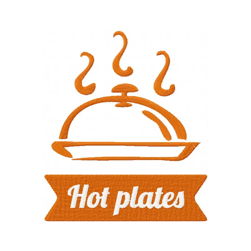 Hot Plate embroidery design showcasing a colorful stitched motif for kitchen decor and culinary projects.