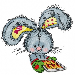 Bunny baking cookies 4 embroidery design - Embroidery Design