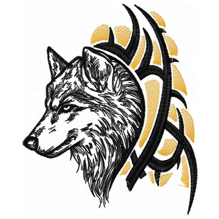 Tribal Wolf embroidery design - Embroidery Design
