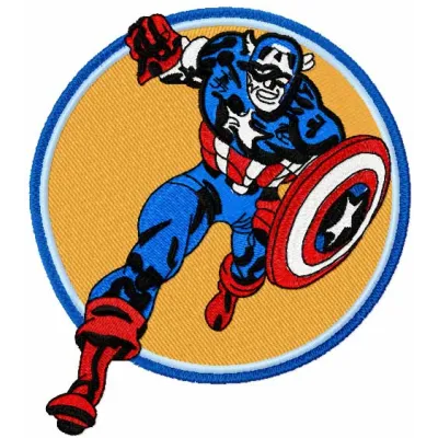 Captain America attack embroidery design featuring dynamic action motifs for creative stitching projects.