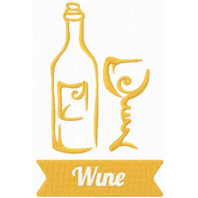 Wine symbol embroidery design showcasing a creative pattern perfect for kitchen decor and gifts.
