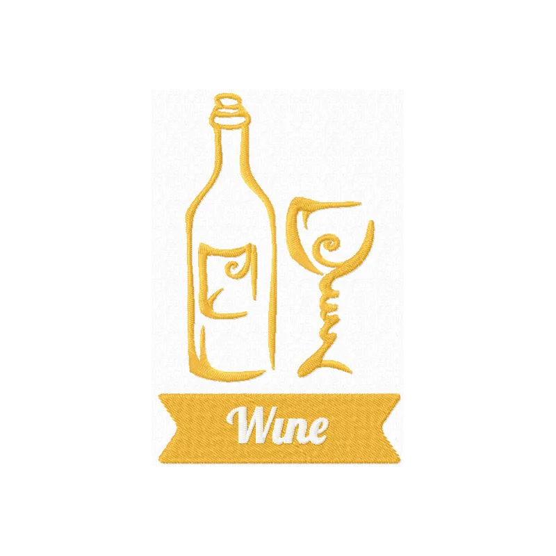 Wine symbol embroidery design showcasing a creative pattern perfect for kitchen decor and gifts.