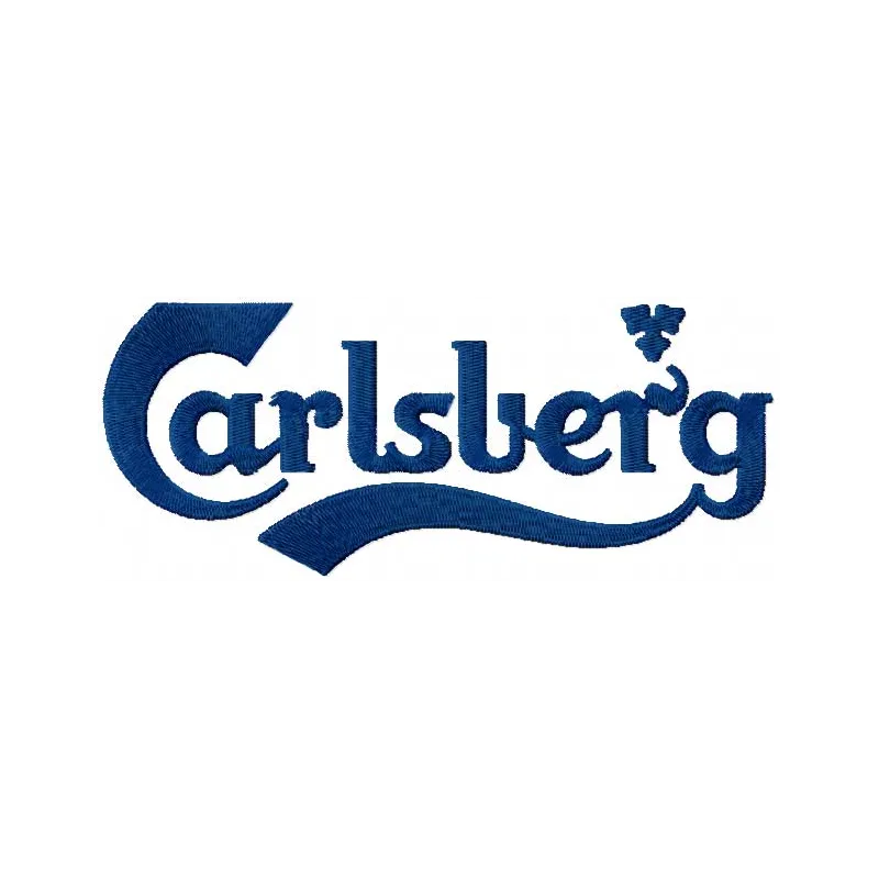 Carlsberg Logo embroidery design preview featuring the iconic beverage logo on fabric for stitching projects.