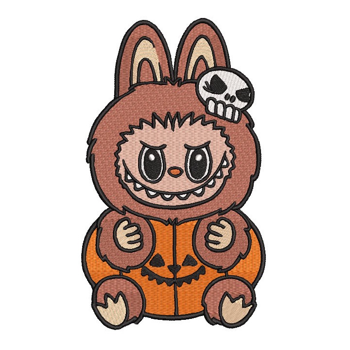 Labubu pumpkin Halloween embroidery design - Embroidery Design