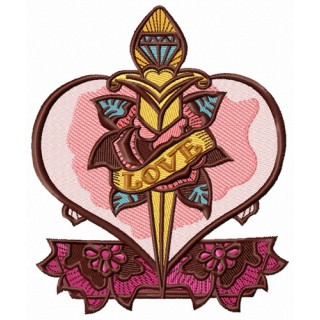 Love dagger embroidery design - Embroidery Design