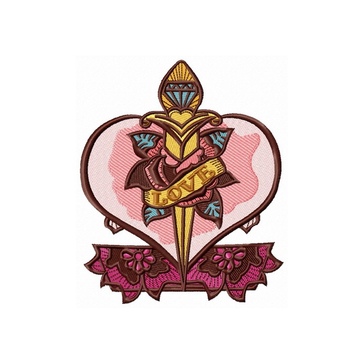 Love dagger embroidery design - Embroidery Design