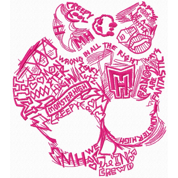 Monster High sketch logo embroidery design - Embroidery Design
