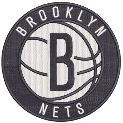 Embroidery design preview of the Brooklyn Nets Primary Logo featuring detailed stitching and vibrant colors.