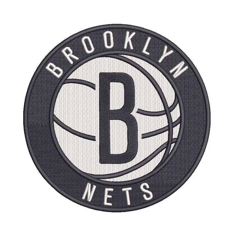 Embroidery design preview of the Brooklyn Nets Primary Logo featuring detailed stitching and vibrant colors.