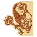 Preview of Key Keeper 2 embroidery design featuring a charming owl, ideal for decorating keychains or bags.