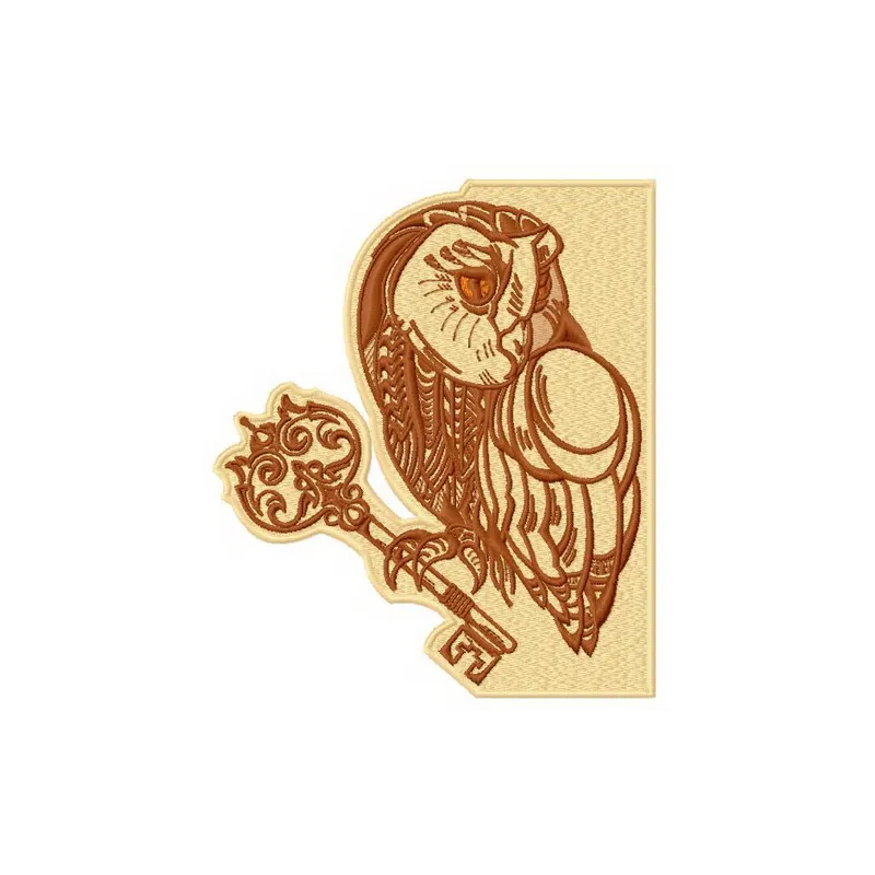 Preview of Key Keeper 2 embroidery design featuring a charming owl, ideal for decorating keychains or bags.