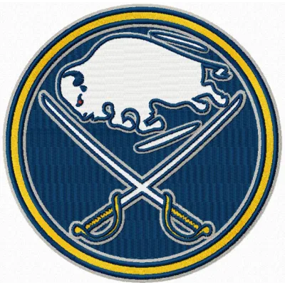 Buffalo Sabres round logo embroidery design showcasing detailed stitching patterns for hockey enthusiasts.