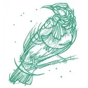 Raven perched on a tree branch, showcasing a one color embroidery design for various fabric projects.