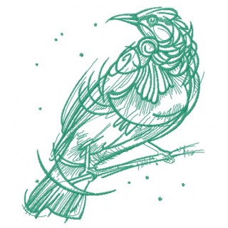 Raven on tree branch one color embroidery design - Embroidery Design
