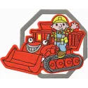 Bob the Builder and bulldozer embroidery design for playful stitching on t-shirts and hoodies.