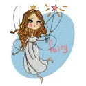 Charming fairy 2 embroidery design showcasing a whimsical fairy motif, perfect for embellishing t-shirts and baby onesies.