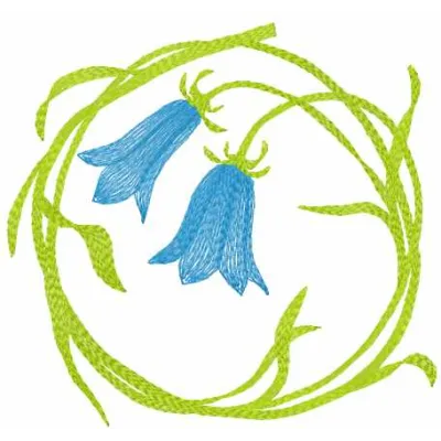 Harebell flower embroidery design showcasing delicate petals and intricate stitching patterns for floral projects.