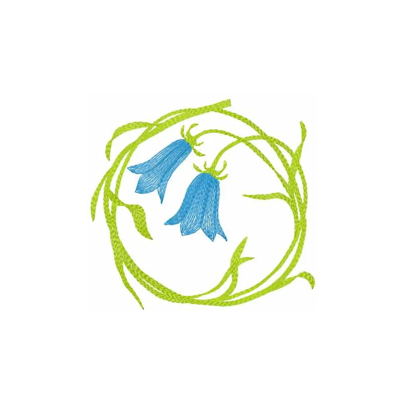 Harebell flower embroidery design showcasing delicate petals and intricate stitching patterns for floral projects.