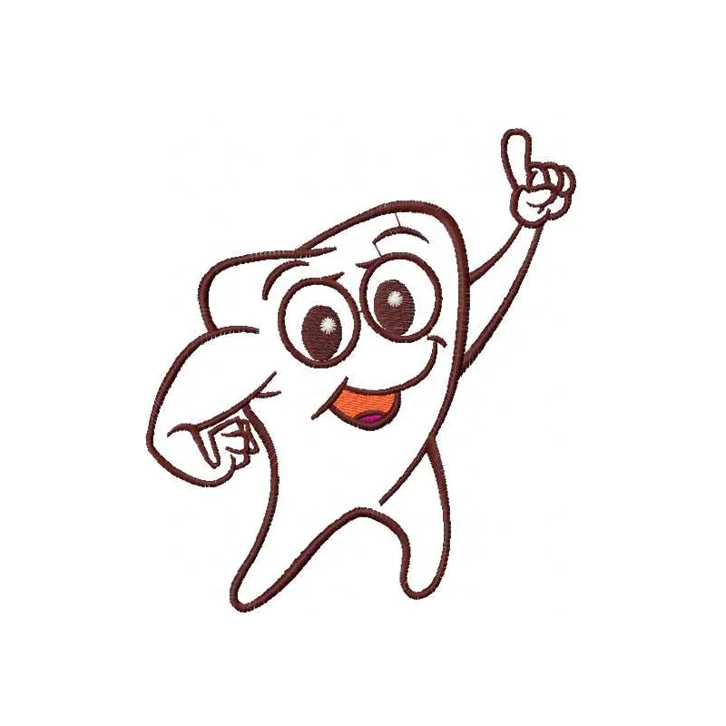 Tooth applique embroidery design showcasing a playful and creative stitching pattern for children's clothing.