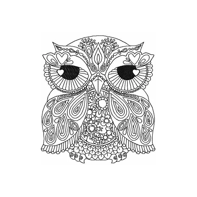 Owl redwork embroidery design showcasing a charming bird motif, perfect for stitching on various fabric items.