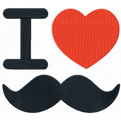 I love mustache embroidery design showcasing a charming stitched motif, ideal for Valentine's Day projects.