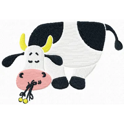 Adorable Cute Cow embroidery design for stitching on apparel or home decor items.