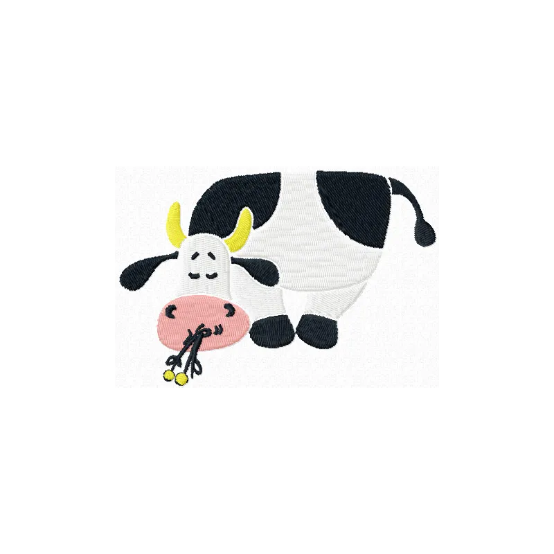 Adorable Cute Cow embroidery design for stitching on apparel or home decor items.