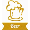Pint glass embroidery design showcasing a fun kitchen theme, perfect for decorating towels or aprons.