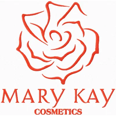 Embroidery design of the Mary Kay cosmetics logo for stitching on apparel and accessories.