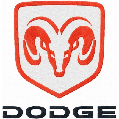 Dodge logo embroidery design showcasing intricate stitching patterns for automotive enthusiasts and hobbyists.