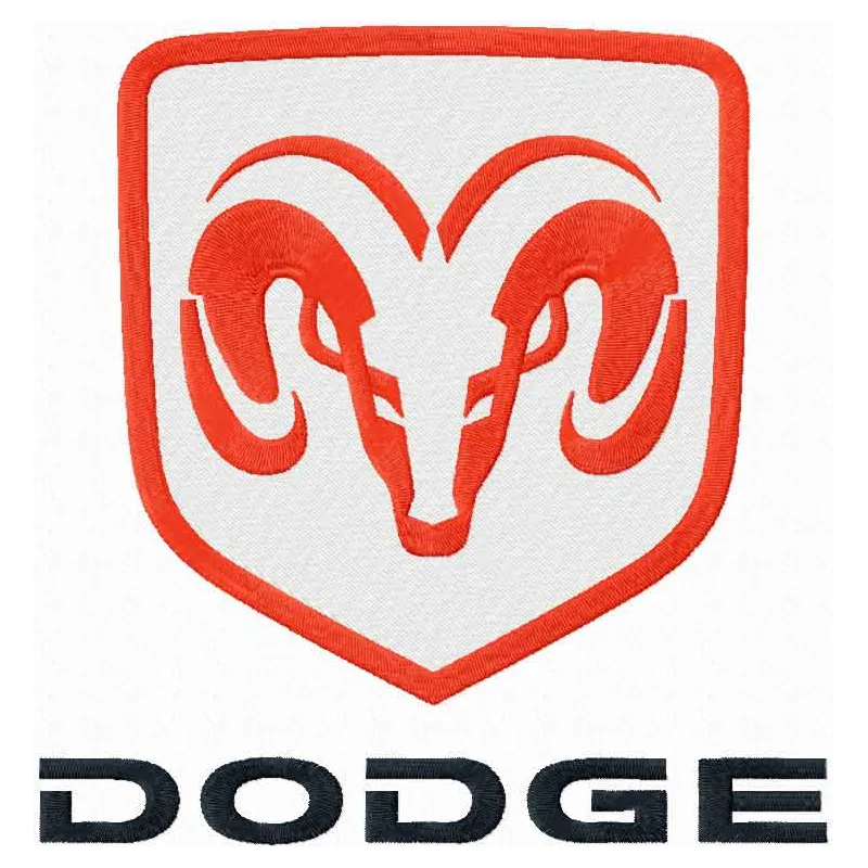 Dodge logo embroidery design showcasing intricate stitching patterns for automotive enthusiasts and hobbyists.