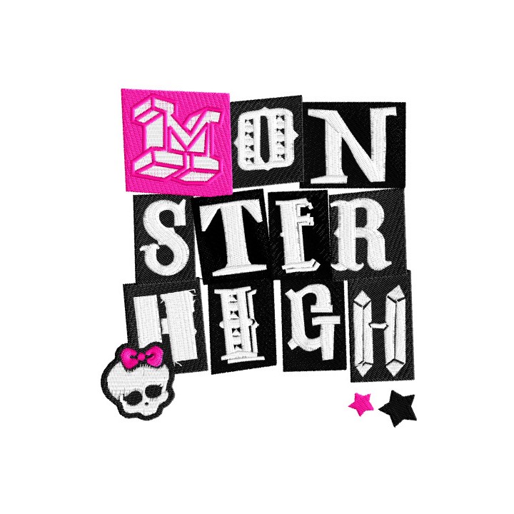 Monster High wordmark logo embroidery design - Embroidery Design